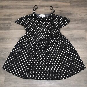 ELLE‎ Black Polka Dot Mini Dress Short Sleeve Casual Lightweight Cute Large
